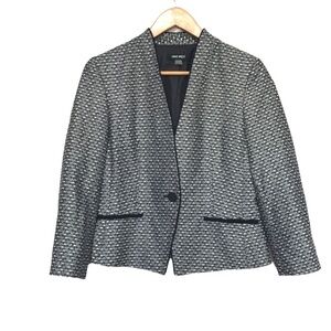 𝅺NINE West black white tweed metallic one button blazer size 4